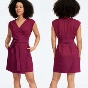 Everlane Plum Wrap Style Dress Tie Waist Size 6